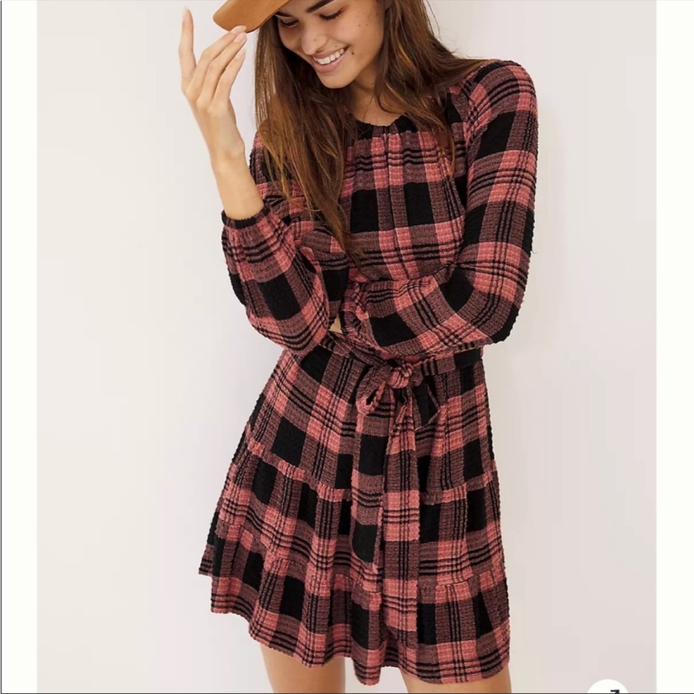Anthropologie Cloth & Stone Daia Plaid Dress